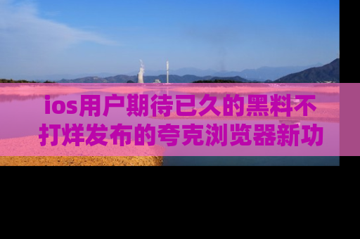 ios用户期待已久的黑料不打烊发布的夸克浏览器新功能上线啦！
